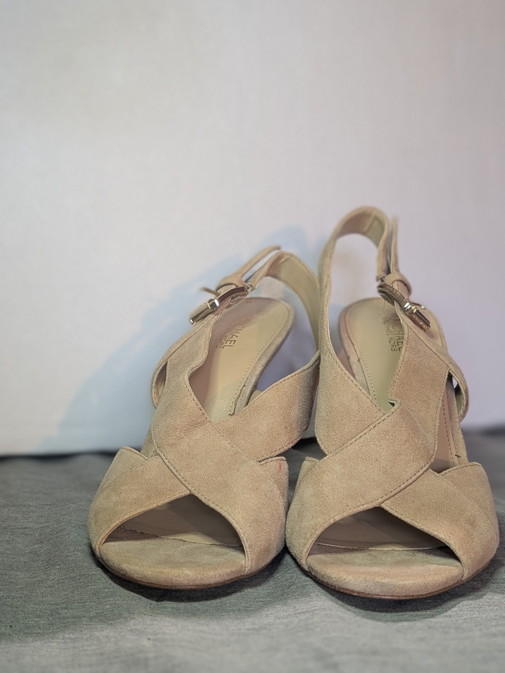 Michael Kors Taupe Suede Strappy Slingback Heels Size 8